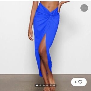 SKIMS Cobalt Blue Swim Sarong Skirt Sz M Limited Drop